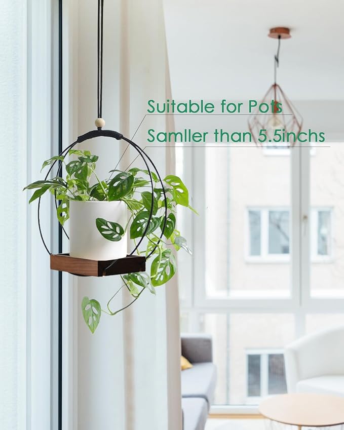 Hanging Planter - Plant Hanger Indoor Hanging Plant Holder for Window Wall Celling Decor (Brown, 1 Pack)