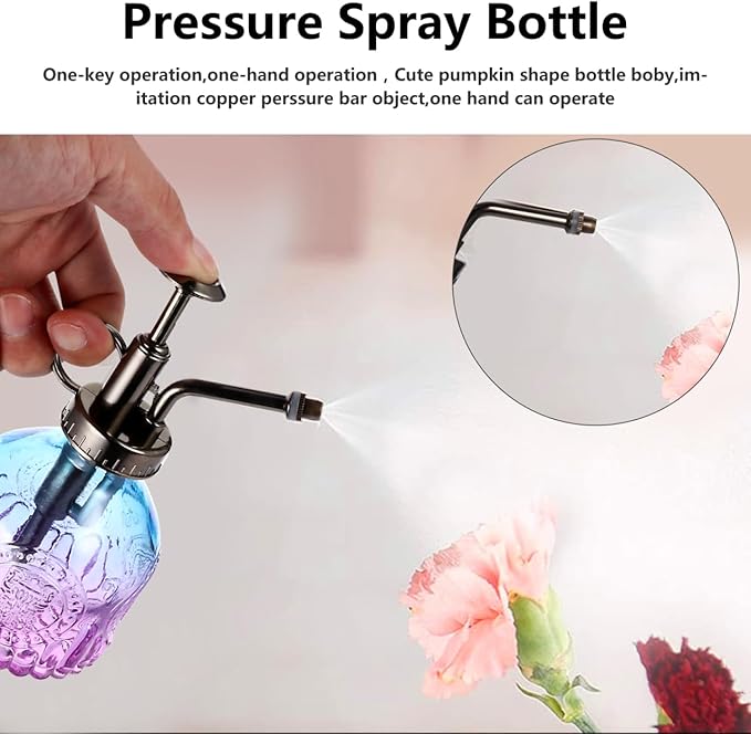 UPKOCH Vintage Glass Plant Mister Indoor Spray Bottle, Blue Purple Small Misting Watering Can for Orchid Succulents, Decorative Sprayer