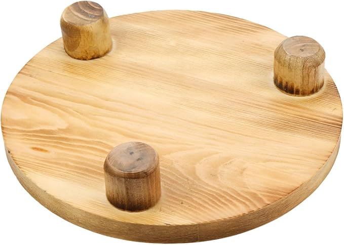 Wealrit Wooden Plant Stools Wood Risers 10 Inch Diameter Round Stands Pedestal for Plants, Brown