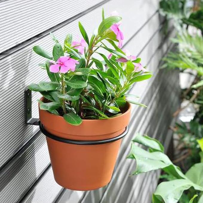 Sivya 4 Pack 4in Flower Pot Holder Ring Wall Mounted Metal Planter Hooks Hangers(4, 4")
