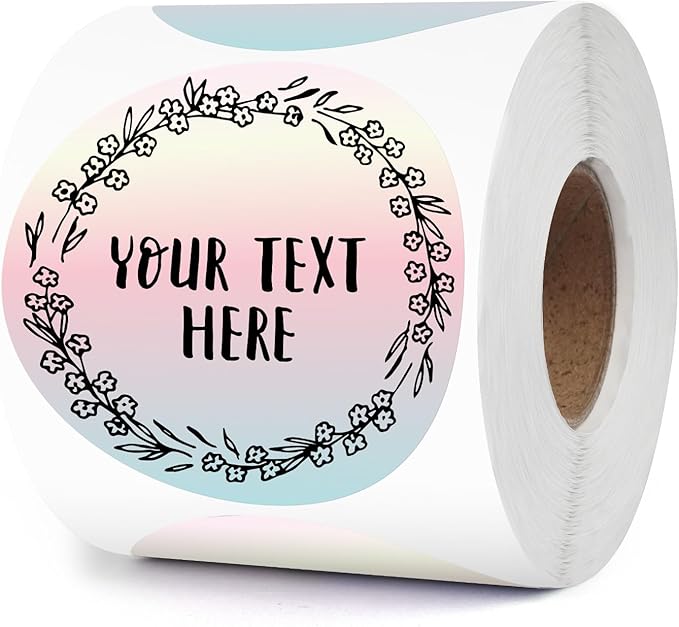 Red Gradient Thermal Labels Vinyl 3 Inch Self-Adhesive Circle Stickers Roll Waterproof Printable Round Decals Name Tag for QR Code DIY Office Address 500 PCS