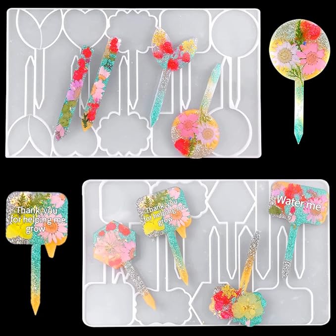 2 Pcs Plant Labels Resin Molds, Garden Markers Silicone Molds for Resin, Plant Tags Epoxy Resin Molds for Seed Potted Nursery Garden, T Shape