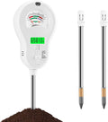 6-in-1 Soil Test Kit with 3 Replaceable Probes, Soil Tester for Gardening, Plant Water Meter, Soil pH Tester for Soil Fertilizer, Sunlight & LCD Display Air Temperature Humidity Sensor