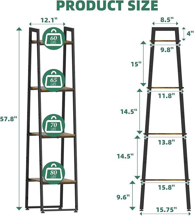 Simple Trending Plant Stand Indoor with Grow Light, 4 Tier Tall Metal Plant Shelf, Heavy Duty Ladder Flower Planter Display Holder for Bedroom Balcony Decor Patio，Black