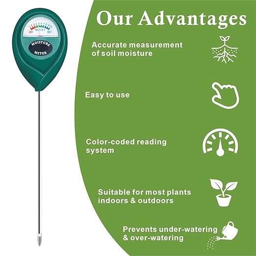 XLUX Soil Moisture Meter (Since 2015) - Durable 304 Stainless Steel Probe & Virgin ABS - Instant Read Hygrometer for Garden, Indoor & Outdoor Plants (Upgraded Design)