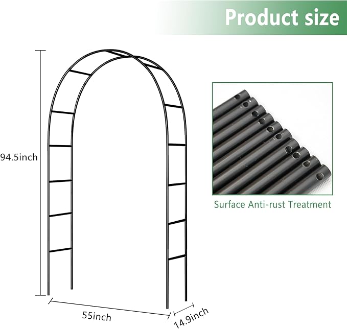 Thorise 7.9 Ft H x 4.6 Ft W Metal Pergola Arbor,Assemble Freely 2 Sizes,for Various Climbing Plant Wedding Garden Arch Bridal Party Decoration Wide Arbor, 1 Pack