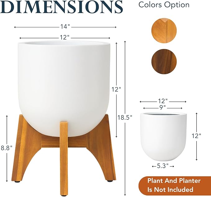 KUTE NEST Acacia Wood Plant Stand – Elegant Match for Corso/Arco Planter, Small Indoor Solid Wood Plant Holder with Golden Teak Finish for Modern Home Decor (Golden Teak, Low - Small)