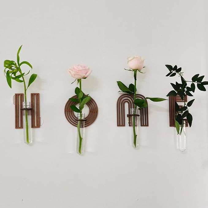 Wood Letter O Wall Propagation Station Lightweight Decorative Plant Holder for Small Cuttings, Removable Adhesive Wall Decor for Bedroom, Nursery, Office