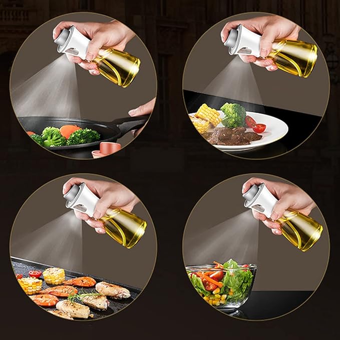 180ml Oil Sprayer Glass Oil Dispenser Bottle Spray Lemon Juice Sprayer for Cooking, Salad, Baking，Cleaning, Plants(White)