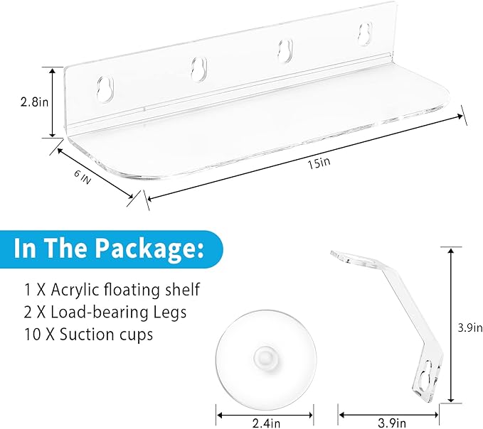 15 Inch Suction Cup Shelf for Plants Window, 6IN Extra Wide with Load-Bearing Brackets Window Shelf for Plants, Acrylic Sill Extender for Growing Herbs, Micro Vegetables, Succulents, Clear-1