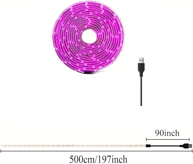LED Grow Light Strips,Waterproof Full Spectrum Plant Grow Light, USB 16ft 300LEDs, Flexible Growing Lamp for Indoor Plants Succulents Hydroponics Greenhouse Gardening