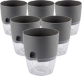 HAKZEON 6 Pack 6 Inch Plastic Self Watering Pots for Indoor Plants, Self Watering Flower Pots with Wick Ropes, Double-Layer Self Watering Planter Pots for Plants, Flowers, Herbs