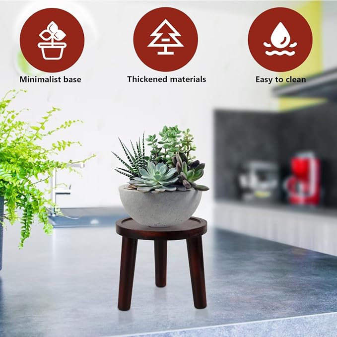 HANABASS Round Wooden Stool for Plant Stand, Potted Decor, Garden tool, Bonsai Display Rack or Home Shelf | Solid Wood Step Stool, Garden & Table Accent in Brown, 5.9 Inches