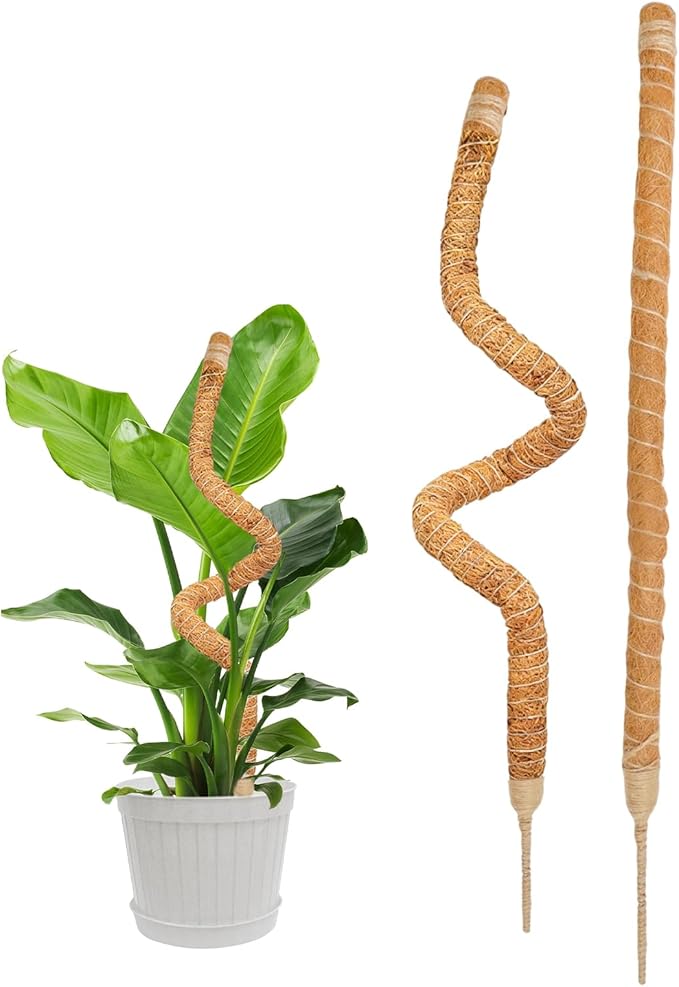 SYOWADA 2Pcs Adjustable Moss Poles for Indoor Plants Upgrade and Reinforcement Bendable 28" Poles Growth Support for Monstera Deliciosa & Tropical Climbers and Most Large Potted Plant
