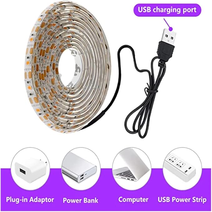 LED Grow Light Strips for Indoor Plants, Waterproof Full Spectrum Plant Grow Light, USB 3.28ft 60LEDs, Flexible Growing Lamp for Indoor Plants Succulents Hydroponics Greenhouse Gardening