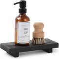 Wood Pedestal Soap Stand, Farmhouse Wood Riser, Soap Dish Holder Decor for Bathroom Kitchen, Soap Tray, Rustic Candle Plant Holder, Counter Decor, Display Rectangular Decorative (Ebony)