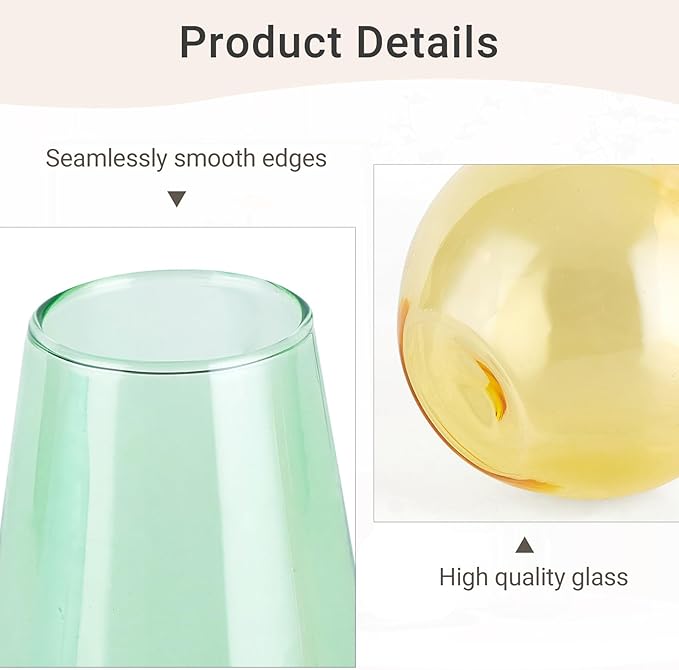 Mkono Propagation Vases for Plants, Set of 5 Small Glass Jar Planters for Hydroponic Cutting Flowers, Plant Station Bud Vases for Centerpieces Home Office Decor Gift, Colorful (Plants not Included)