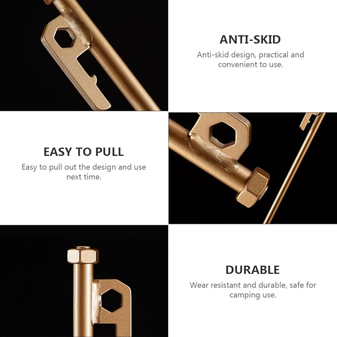 4pcs Stainless Steel Tent Stakes with Brass Nut, Heavy-Duty Non-Rust Ground Pegs for Family Camping and Outdoor Tents