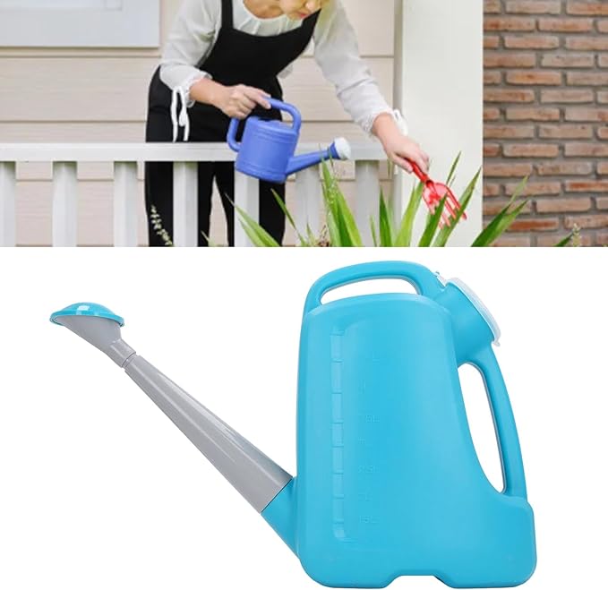 Garden Watering Can with Water Level Indicator, Large Outdoor Plant Waterer for Lawn Garden Yard, Comfort Grip Handle, Dark Blue