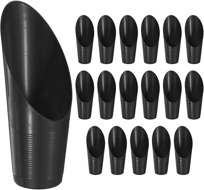 M METERXITY 18-Pack Bonsai Soil Scoops, Plastic Garden Soil Scoops Bucket Shovel Potting Scoopers for Transplanting/Flower Planting/Plant Succulent, Colorful Small Gardening Tools [Black]