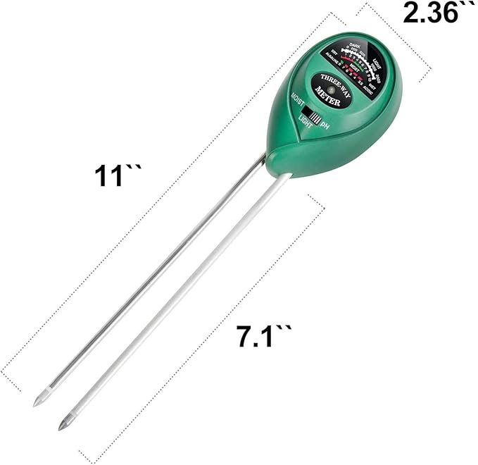 iPower 3-in-1 Soil Test Kit, Soil Moisture/Light/pH Meter for House Plant, Garden, Lawn, Farm, Ideal for Indoor & Outdoor Use