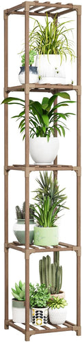 Bamworld Plant Stand Indoor Outdoor 5 Tier Tall Large Wood Plant Shelf Multi Tier Flower Stands Garden Shelves Wooden Plant Display Holder Rack for Living Room Corner