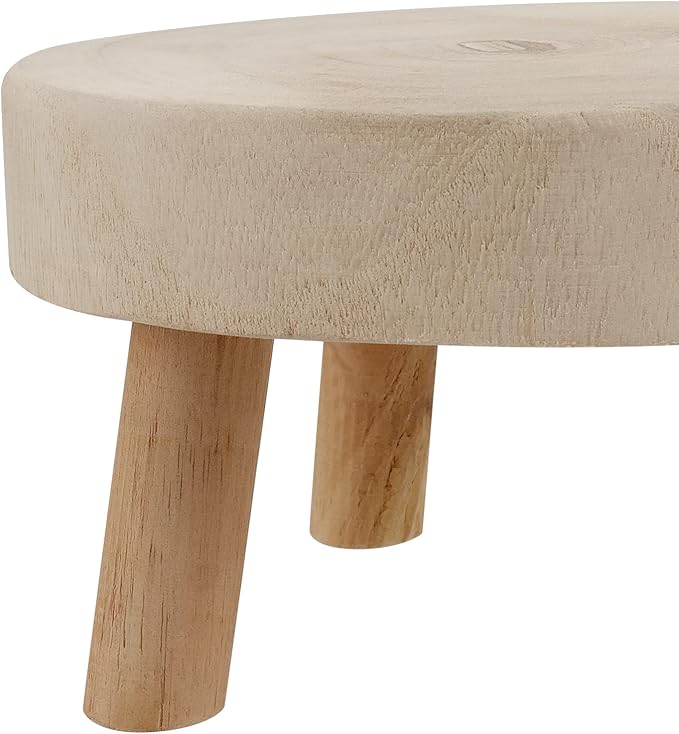 4 PCS Mini Wooden Stool Plant Stand, Small Plant Display Stool, Wood Plant Riser Stands, Round Wood Plant Holder for Indoor and Outdoor Home Decor, 2 Sizes