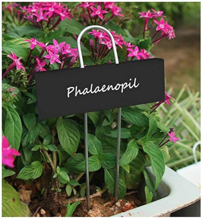 Pack of 25pcs Metal Plant Labels Garden Markers Reusable Nursery Stakes Tags Name Plate for Greenhouse Flower, Herbs, Vegetables, Seedlings, Shrubs (10.6x3.5x1.2inch, Black Iron)