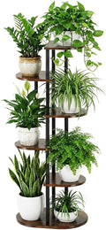 Tiered Plant Stand Indoor, Tall 6 Tier 7 Potted Wooden Plant Shelf for Multiple Flower Plants, Multi Corner Metal Plant Holder Indoor for Patio Garden Patent Design Living Room Balcony Bedroom, Rustic Brown