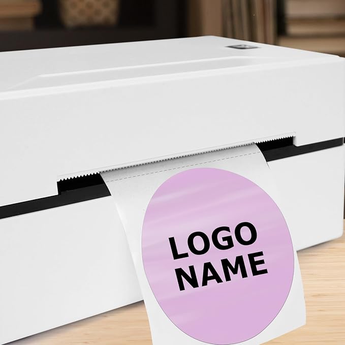 Purple Circle Thermal Labels Vinyl 3 Inch Self-Adhesive Round Stickers Roll Waterproof Printer Decals Name Tag for QR Code DIY Office Address 500 PCS
