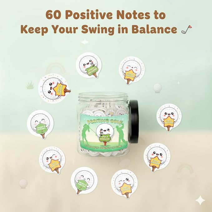Positive Golf Jar with 60 Affirmation Cards, Emotional Support Golf Decor, Cool Present for Golf Lovers and Dad, Motivation Jar for Golfers, Birthday Gift Idea for Men or Women