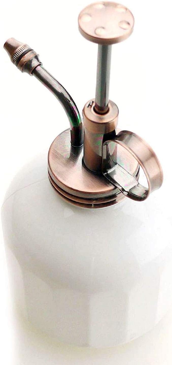 Plant Mister- White Glass Bottle & Brass Sprayer (Antique Copper)