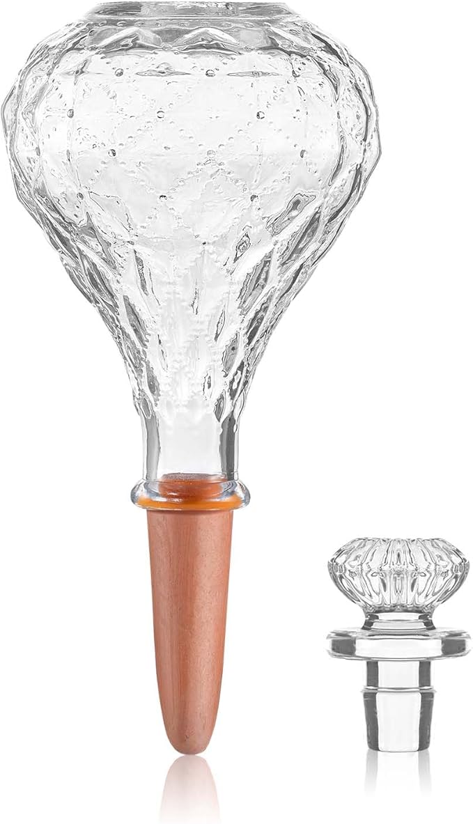 12 oz Plant Watering Globes, Clear Glass Self Watering Bulbs Top Fill with Terracotta Spikes Stake, Self Watering Planter Insert Vacation Automatic Plant Waterer Device for Indoor & Outdoor