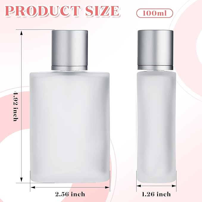 Tessco for you 6 Pcs 50/100ml Frosted Glass Bottle Perfume Atomizer Refillable Spray Empty Perfume Dispenser Fine Mist Atomizer Cosmetic Container for Travel Men Women (3.4 Ounces,Silver Gray)