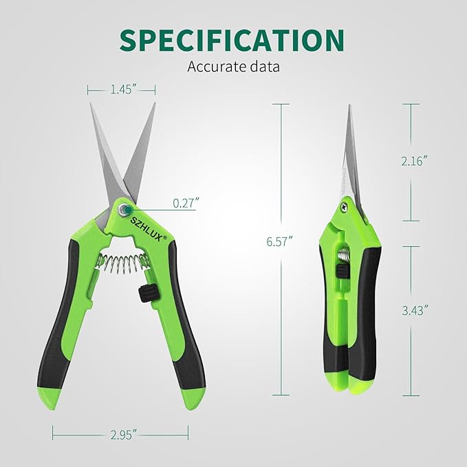 SZHLUX 6.5 Inch Gardening Scissors Hand Pruner Pruning Shears (1, Green)