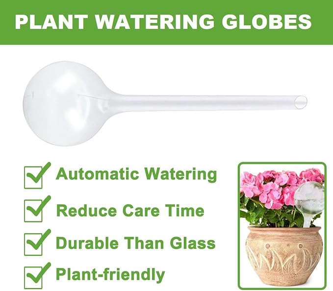 Plant Watering Globes, Self Watering Bulbs for Indoor & Outdoor Plants, Plastic Self-Watering Balls Irrigation Device Automatic Water System (Clear, Small 10 Pack)