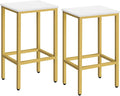 MAHANCRIS Bar Stools, Set of 2 Bar Chairs, Kitchen Breakfast Bar Stools with Footrest, 25.8-Inch Height, Rectangular Industrial Stools, for Dining Room, Easy Assembly, White and Gold BAJW0101
