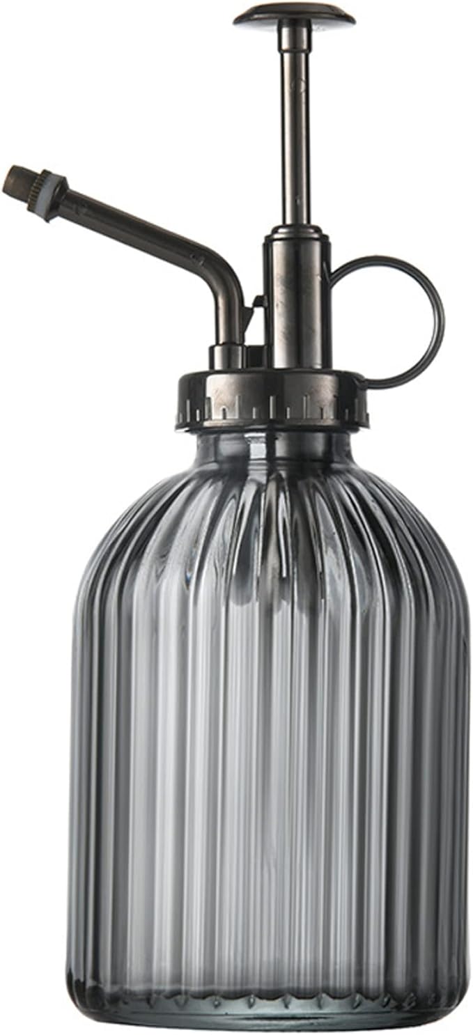 Plant Mister Water Spray Bottle for Plants Creative Hand Pressure Water Bottle Glass Flower Sprayer (Grey+Bronze Sprinkler) Home Accessories