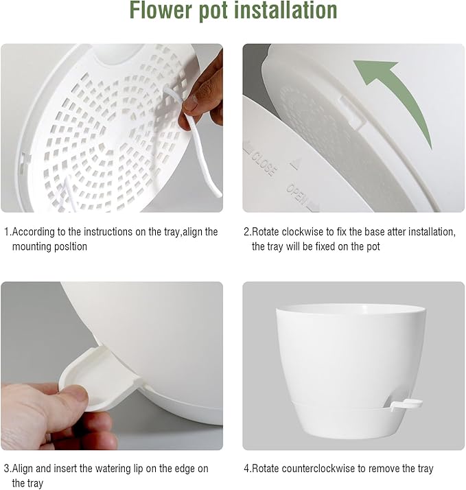 WSMKSZ 12/10/9 inch Large Self Watering Pots, Plant Pots with Mesh Drainage Holes for Indoor Outdoor Garden Plants, Flower Pots with Removable Deep Reservoir, Set of 3 Plastic Planters, White
