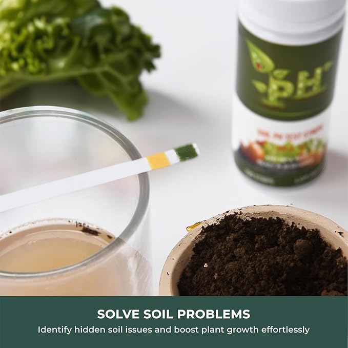Soil pH Test Kit Soil pH Tester Strips(3-9 Range),100 Strips Test Soil of Garden Lawn Grass Flower Vegetable Compost Indoor and Outdoor Plants