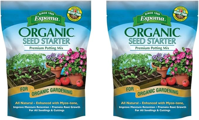 Espoma Organic Seed Starter Premium Potting Soil Mix - All Natural & Organic Seed Starting Mix with Mycorrhizae. for Organic Gardening, 8 qt, Pack of 1