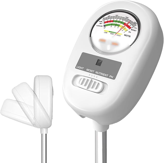 [Newest] Soil Meter, 4-in-1 Soil Moisture Meter, Digital Soil Test with pH, Moisture, Light and Nutrient for Gardening, Lawn, Farming, Outdoor& Indoor Plants