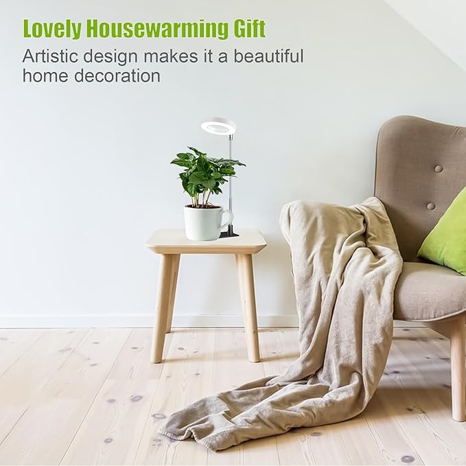 Kullsinss Grow Lights for Indoor Plants, 48 LEDs Full Spectrum Halo Plant Light for Indoor Plants, Height Adjustable Growing Lamp with Detachable Base, 3/9/12Hrs Timer, 10 Brightness, 3-Pack