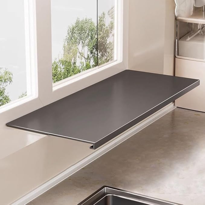 Window Sill Extender Plate, 15.8inch Carbon Steel Storage Shelf, Heavy Duty Countertop Extension Board with Magnetic Base for Kitchen Organization Storage (15.8x9.8in/40x25cm)