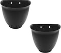 The HC Companies 8 Inch Garden Wall Planter - Plastic Hanging Plant Pot for Indoor Outdoor Flowers, Herbs, Black (Pack of 2)