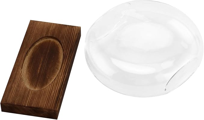 HAKZEON 4 Pack Desktop Round Glass Planter Hydroponics Vase, Glass Planter Terrarium Flower Vase with Wooden Stand, Propagated Plant Jars for Plants, Flower, Home Office Desktop Decor