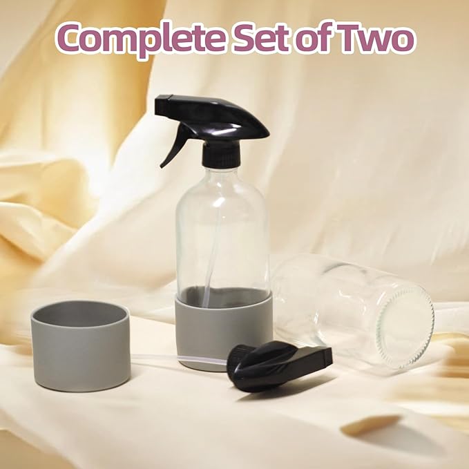 YOCASII 2PCS 500ml Glass Spray Bottles Set – Refillable spray bottles for Hair, Cleaning & DIY Solutions – Perfect for travel essentials, Home & Garden Use