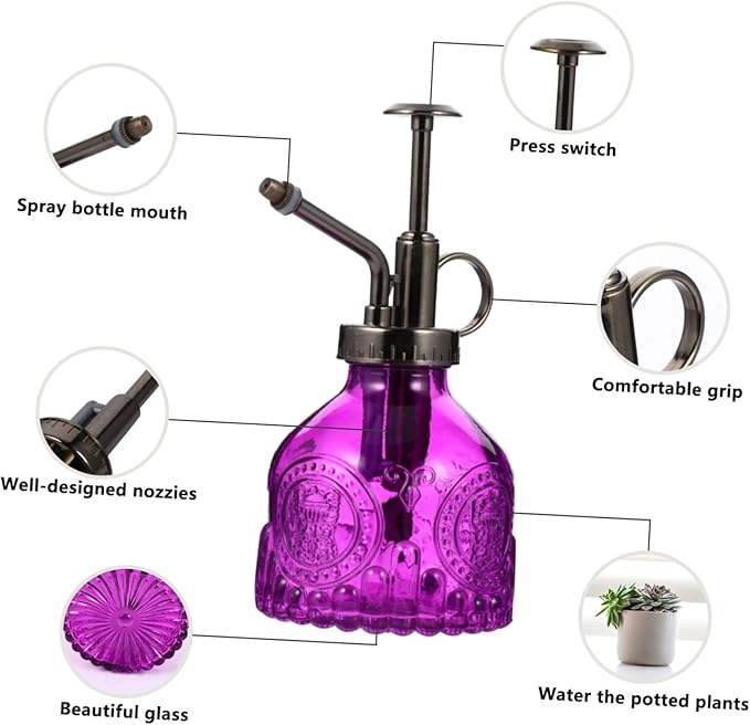 UPKOCH Retro Glass Spray Bottle for Plants Refillable Watering Can Elegant Design for Use Lightweight Portable Watering