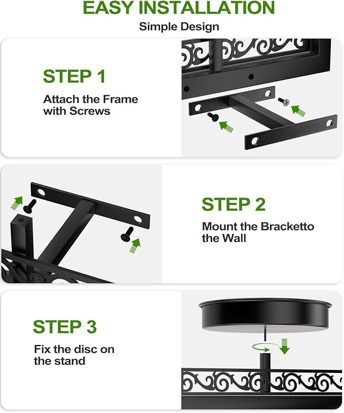 WGFKVAS Wall Plant Holder Set of 3, Picture Frame Plant Holder, Rustproof Holder Metal Modern Style Home Gardening Wall Decor for Living Room Bedroom, Entryway, Black