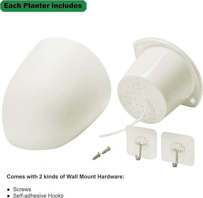2 Pack Corner Wall Mounted Hanging Planter Self Watering Triangle Plastic Flower Pot Decorative Modern Plant Vase Container Holder for Succulent Indoor Outdoor Home Office Décor White